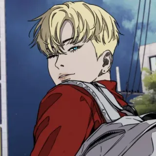 🇨🇰 estilo anime, pelo rubio, dibujo animado, personaje whatsapp sticker