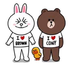 ❤ Brown, Cony I (heart) BROWN
I (heart) CONY bear, rabbit, duck, cartoon, characters, love, cute telegram sticker