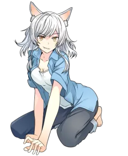😋 Animé, Neko girl, Kemonomimi, Fille, Dessin animé, Mignon, Fanart whatsapp sticker