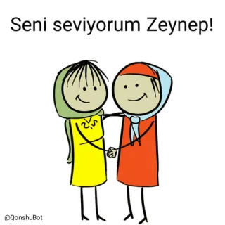 ❤️ Zeynep Seni seviyorum Zeynep! liefde, vriendschap, cartoon, meisje, groet, bericht whatsapp sticker
