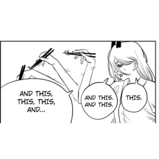 🤢 AND THIS, THIS, THIS, AND... AND THIS. AND THIS. THIS. Mangá, Comida, Hashi, Comendo, Diálogo, Conversa telegram sticker