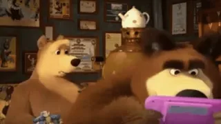 🎮 Bear Masha and the Bear Cartoon, Bär, Mascha und der Bär, Lustig, Tier telegram sticker