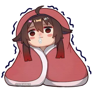 🤧 @HAWKS anime, cartoon, girl, blanket, cold telegram sticker