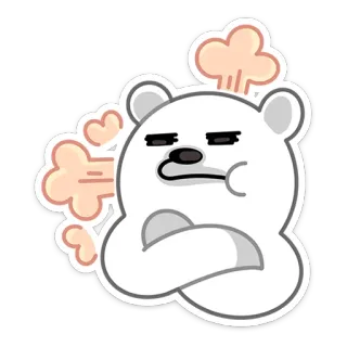😠 orso, arrabbiato, cartone animato, adesivo, scontroso, irritato, contrariato telegram sticker