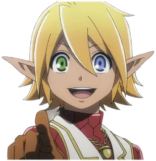 👈 Aura Bella Fiora Overlord anime, elf, Overlord, Aura Bella Fiora, heterochromia, smile telegram sticker
