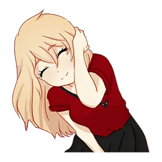 😊 ragazza anime, cartone animato, sorridente, capelli biondi, carina, femminile, kawaii telegram sticker