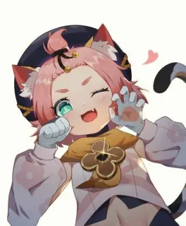 🐱 Anime, chica gato, lindo, kawaii, dibujos animados, personaje telegram sticker