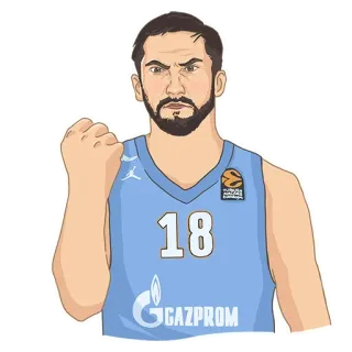 😡 basketball, sport, athlète, joueur, numéro 18, Gazprom telegram sticker
