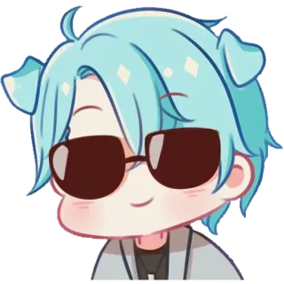 😎 Chibi, Occhiali da sole, Anime, Cartone animato, Orecchie da cane telegram sticker