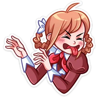 😝 Anime, Mädchen, Ekel, Ausdruck, Cartoon, Gesichtsausdruck, Genervt telegram sticker