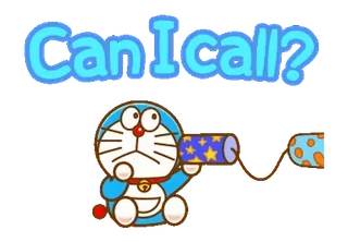 ✏️ Doraemon Can I call? Doraemon, chat, anime, téléphone, dessin animé, communication whatsapp sticker