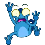 😱 Desenho animado, Azul, Monstro, Assustado, Engraçado, Personagem, Criatura, Olhos telegram sticker