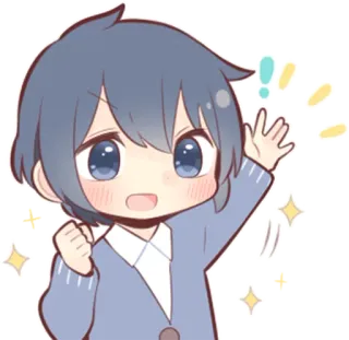 🙋‍♂️ Аниме, Мультфильм, Милый, Парень, Счастливый, Праздник, Блестки telegram sticker