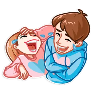 😂 lachend, fröhlich, freudig, Cartoon, Paar telegram sticker