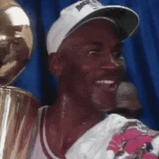 2๏ธโฃ Michael Jordan bola basket, olahraga, juara, NBA, Michael Jordan, Chicago Bulls, piala, perayaan telegram sticker