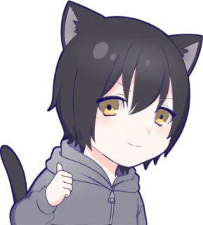 👍 Anime, Orejas de gato, Lindo, Chico anime, Pulgares arriba, Kawaii telegram sticker