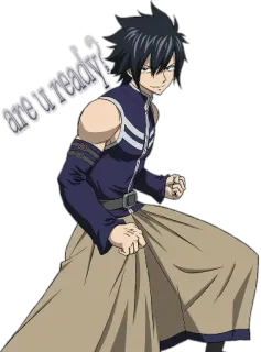 😊 are u ready? アニメ, キャラクター, 白髪, 準備できた？ whatsapp sticker