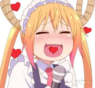 🥰 Tohru Miss Kobayashi's Dragon Maid Anime, Rồng, Hầu gái, Dễ thương, Kawaii, Trái tim, Tohru telegram sticker