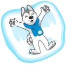 😇 Husky, chó, thiên thần tuyết, mùa đông, khăn quàng cổ, dễ thương, phim hoạt hình, tuyết telegram sticker