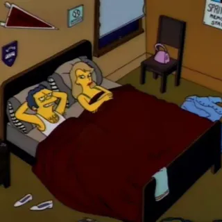 💑 Moe Szyslak The Simpsons cartoon, bedroom, couple, Moe, The Simpsons, animation telegram sticker