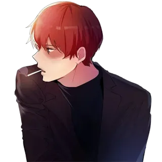 😎 anime, manga, karakter, permen lolipop, pria, rambut merah whatsapp sticker