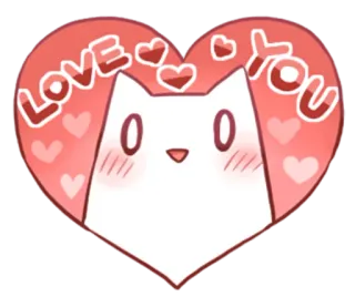 ❤ LOVE YOU amor, corazón, gato, lindo, san valentín, kawaii whatsapp sticker