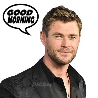 🛏 Chris Hemsworth GOOD MORNING Good Morning, Chris Hemsworth, Actor, Celebrity telegram sticker