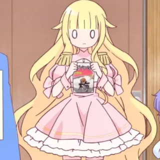 ☁️ 梅 anime, personaje, lindo, pelo rubio, merienda, chica whatsapp sticker