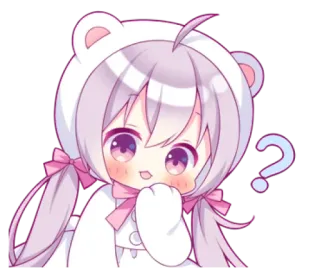 🐱 Anime, Schattig, Meisje, Vraag, Beer whatsapp sticker