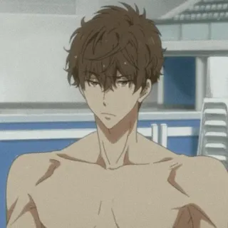 ⛓ Anime, männlich, Schwimmer, athletisch, Wasser, gutaussehend telegram sticker