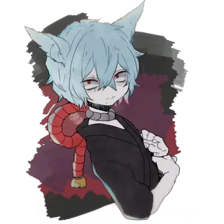 😐 Аниме, Котомальчик, Кемономими, Мультфильм, Иллюстрация, Манга whatsapp sticker