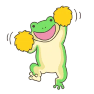 🐸 grenouille, encouragement, pompons, dessin animé, animal, fun telegram sticker