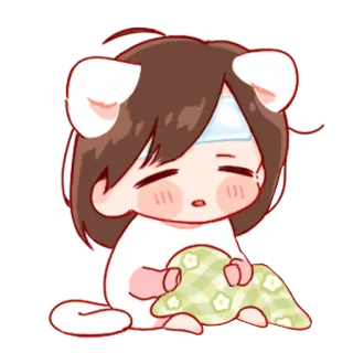 💞 enfermo, enfermo, dibujos animados, lindo, anime, chica, curita whatsapp sticker