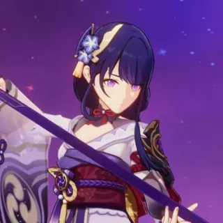 🧡 Raiden Shogun Genshin Impact anime, video game, female, purple, flowers telegram sticker