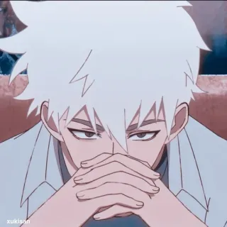 🌊 xukisan Anime, Personagem, Cabelo branco, Olhos, Menino telegram sticker