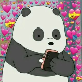 ✨ Panda We Bare Bears Panda, We Bare Bears, Dibujos animados, Corazones, Teléfono, Lindo, Animación telegram sticker