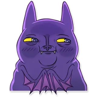 😀 蝙蝠, 动物, 生物, 卡通, 紫色, 怪物, 搞笑, 可爱 telegram sticker
