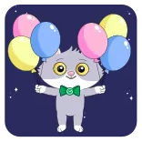 🎈 gato, animal, balões, celebração, fofo, ilustração, festa whatsapp sticker