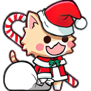 🎅 кот, рождество, шапка Санты, леденец, праздничный, милый, мультфильм telegram sticker