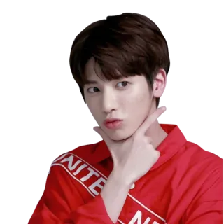 🤔 UNITE kpop, homme, coréen, idol, chemise rouge, beau telegram sticker