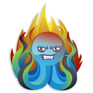🔥 zły, ośmiornica, płonący, kreskówka, stworzenie morskie, ogień telegram sticker