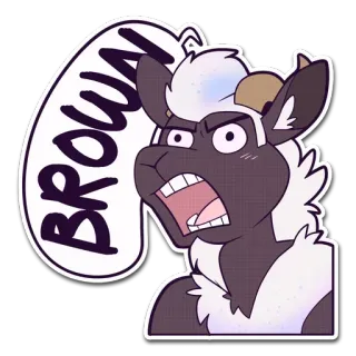 😛 BROWN 棕色, 贴纸, 生气, 卡通, 动物, 毛茸茸 telegram sticker