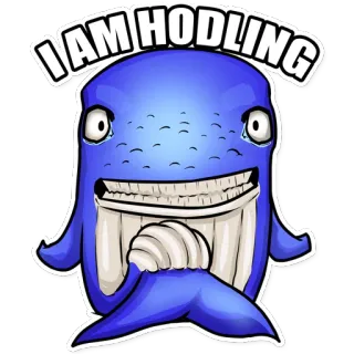 🐳 I AM HODLING hodl, ballena, criptomoneda, inversión, meme, ballena azul whatsapp sticker