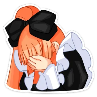 🤦‍♀️ аниме девушка, грустная, плачет, смущена, костюм горничной, каваий whatsapp sticker