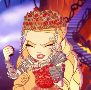 😖 Apple White Ever After High принцесса, корона, мультфильм, девочка telegram sticker