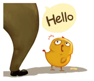 🐤 Hello olá, frango, saudação, desenho animado whatsapp sticker