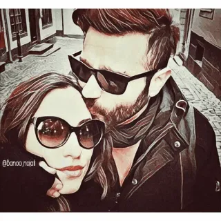 💛 Banoo.najafi couple, sunglasses, portrait, love, romance telegram sticker