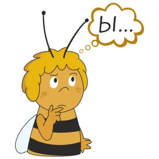 🤔 Maya Maya the Bee bl... 卡通, 蜜蜂, 思考, 玛雅蜜蜂, 问题, 困惑 telegram sticker