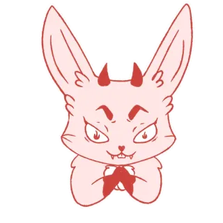 😈 thỏ, quỷ, dễ thương, ác quỷ, tà ác, động vật telegram sticker