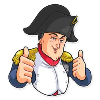 👍 Napoleon figura histórica, líder militar, Napoleão Bonaparte, história francesa, desenho animado, joinha telegram sticker